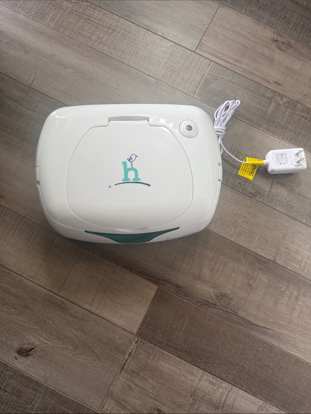 Hatch Baby Wipes Warmer - White with Teal Accent